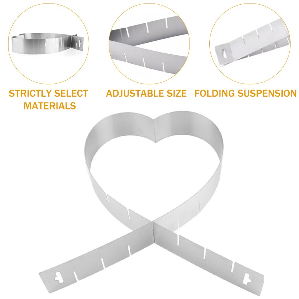 HASTHIP Heart Cookie Cutter, Stainless Steel Adjustable Cake Mold, Heart Shaped Mousse Ring for Baking, Different Size Cake Mould DIY Kitchen Tools HASTHIP Heart Cookie Cutter, Stainless Steel Adjustable Cake Mold, Heart Shaped Mousse Ring for Baking, Different Size Cake Mould DIY Kitchen Tools